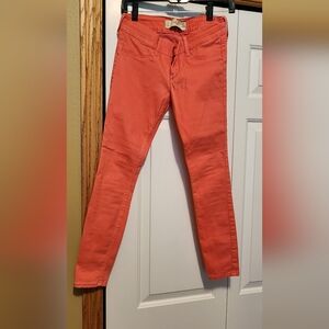 Coral hollister skinny pants